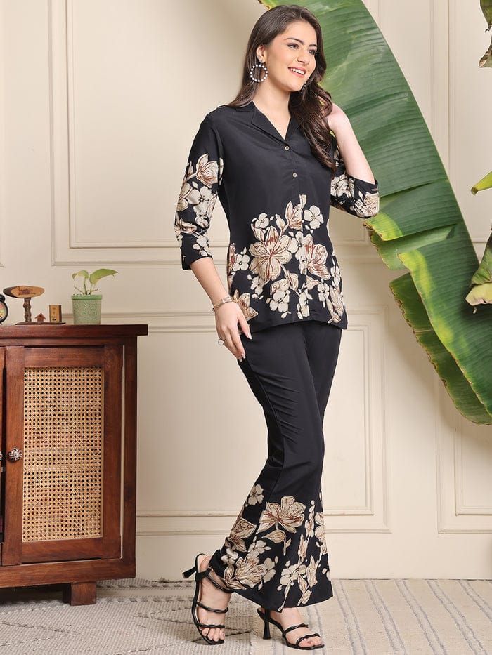 F#255 Black Floral Co-ord Set