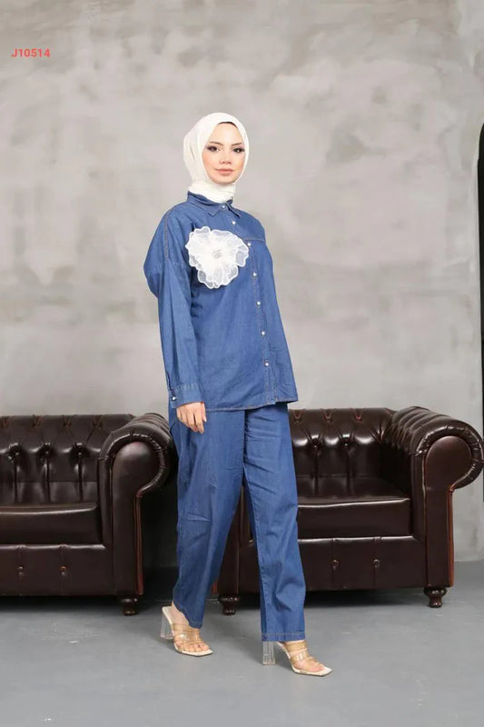 BOUTONNIERE 2 PCS DENIM CO-ORD SET