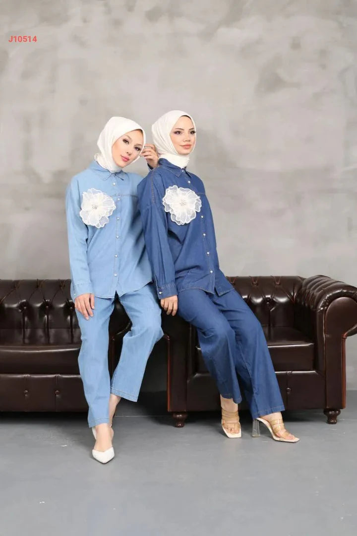 BOUTONNIERE 2 PCS DENIM CO-ORD SET