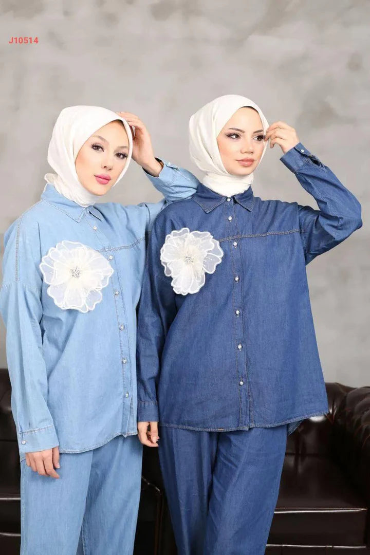 BOUTONNIERE 2 PCS DENIM CO-ORD SET