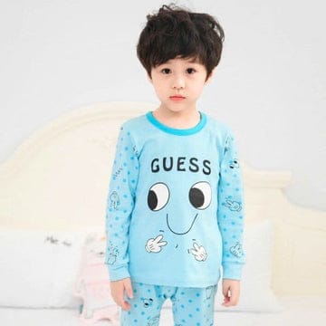 SKY BLUE GUESS PRINTED KIDS WEAR