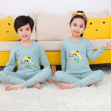 SKY BLUE DOLPHINS PRINTED KIDS WEAR