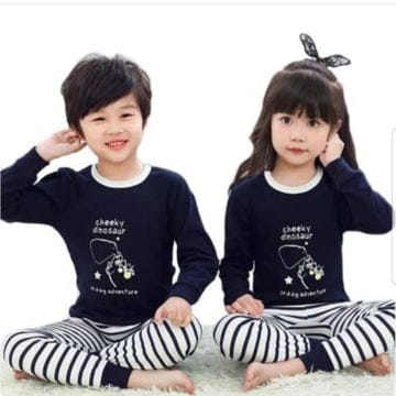 BLUE CHEEKY DINOSAUR PRINTED KIDS WEAR