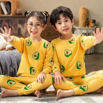 YELLOW AVOCADO PRINTED KIDS WEAR