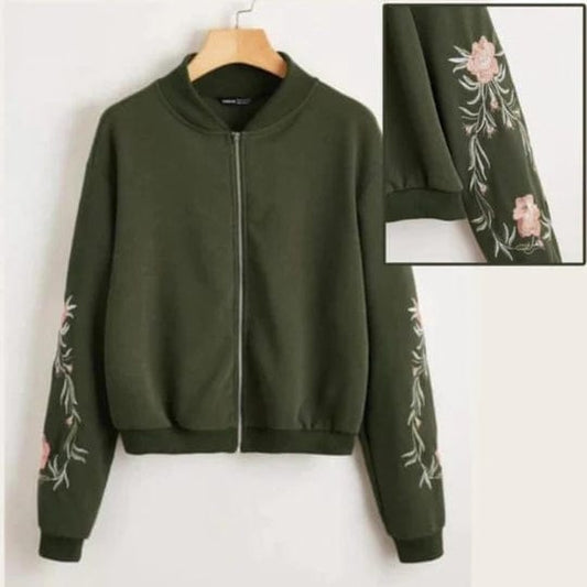 HUNTER GREEN EMBROIDERED JACKET FOR WOMEN