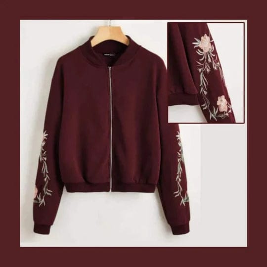 MAROON EMBROIDERED JACKET FOR WOMEN