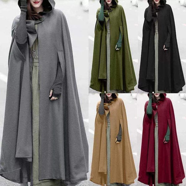 Style Heaven Women Stylish Long Cape Cloak Hooded Coat