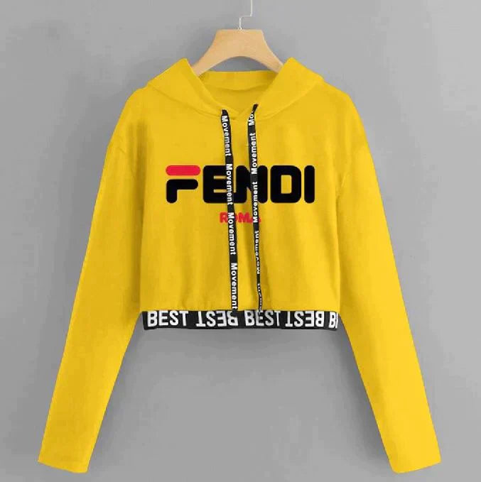 YELLOW FENDI CROP TOP PULLOVER