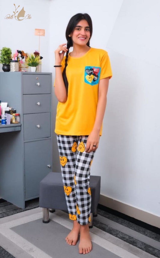 YELLOW HEART EMOJI PRINTED WEAR