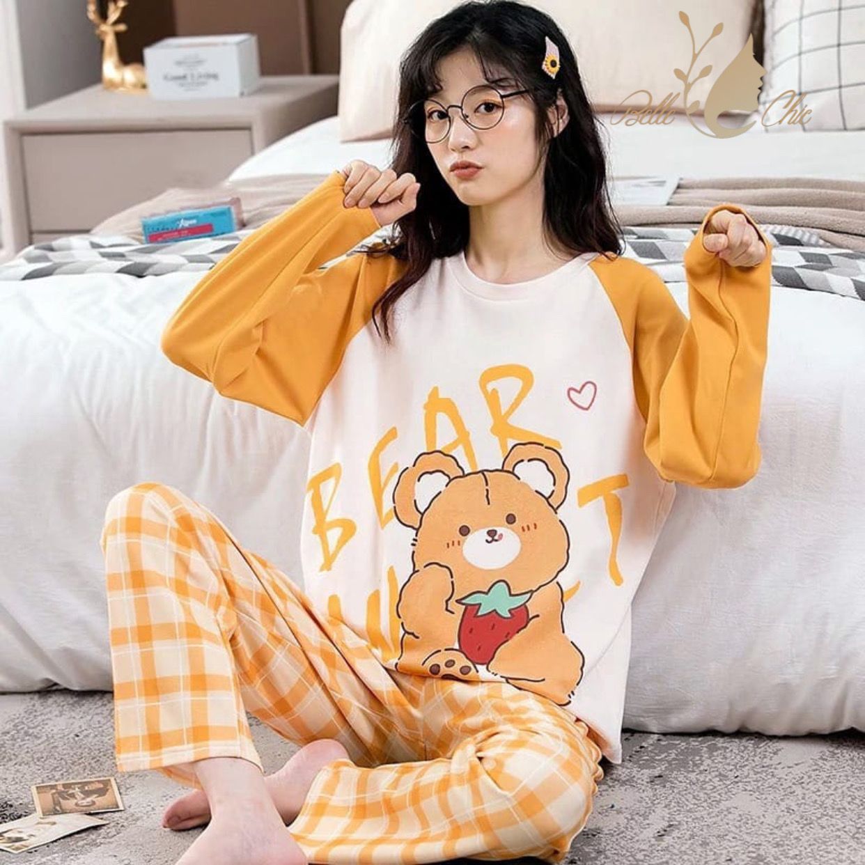 Yellow Bear Printed Night Suit