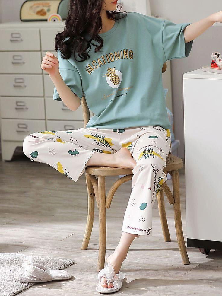 Sky Blue Vacationing Pajama Set