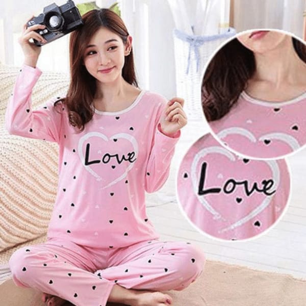 Pink Love Women Nightsuit Pj