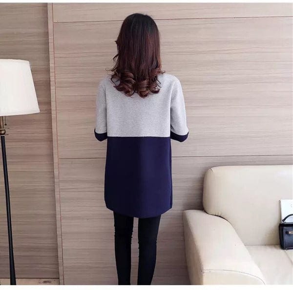 Blue Contrast Long Sleeve Fashion Cardigan Sweater