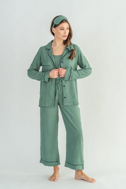 Flux Fashion 6 PCS WONMEN PAJAMA SET GREEN