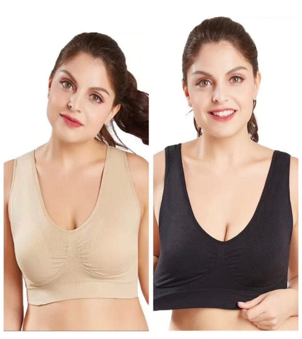 Flux Fashion  PACK OF 2 AIR PLUS BRA (BLACK & SKIN COLOR)