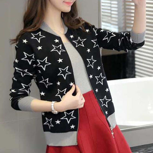 Star Printed Winter Zipper Jacket