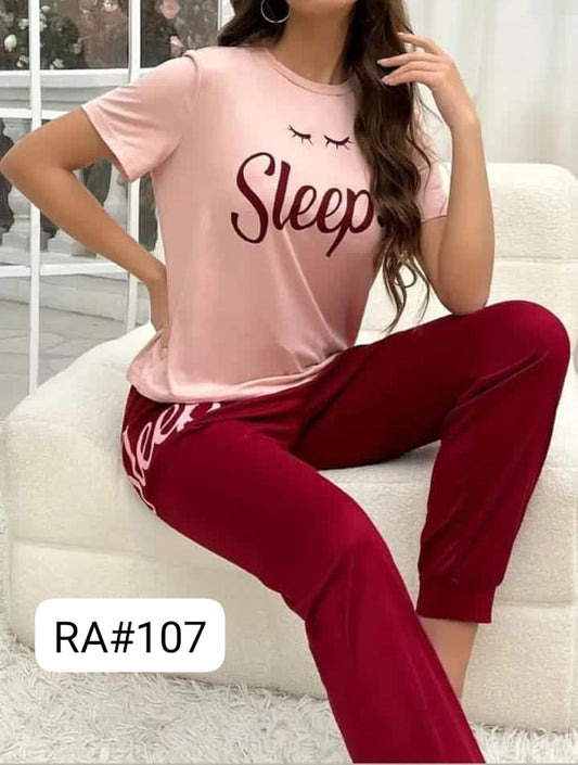 Pink Sleep Eyes Printed Pajama Set