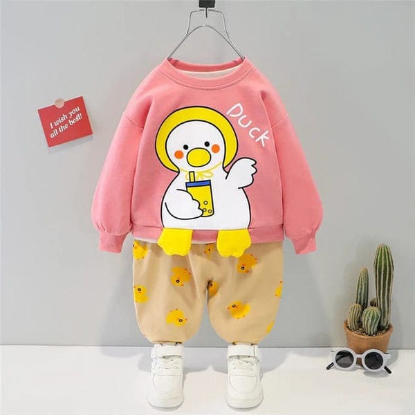 CUTE DUCK PRINTED KIDS WINTER TRACKSUIT