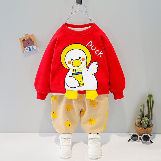 CUTE DUCK PRINTED KIDS WINTER TRACKSUIT