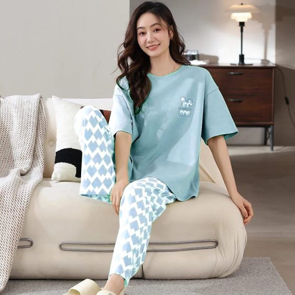 New Sky Blue Printed Pajama Set