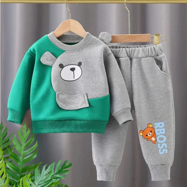 Winter Bear Printed Sweatshirt Track Suit for Kids