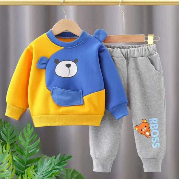 Winter Bear Printed Sweatshirt Track Suit for Kids